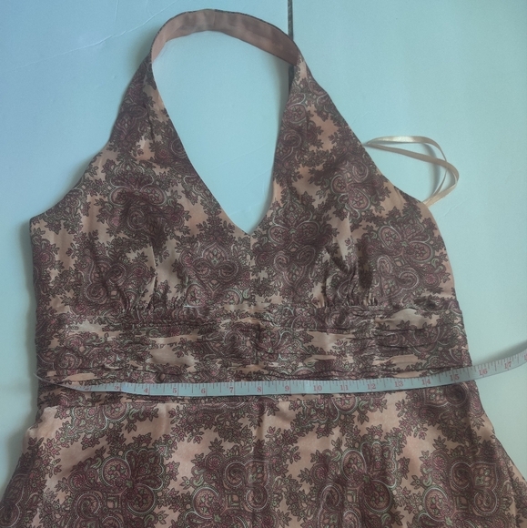 Ann Taylor LOFT 100% Silk semi-formal wedding guest pink halter maxi dress_10 - Picture 11 of 13